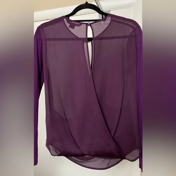 Armani Exchange Purple Crossover Blouse Long Sleeve Top Size SP - Picture 5 of 12